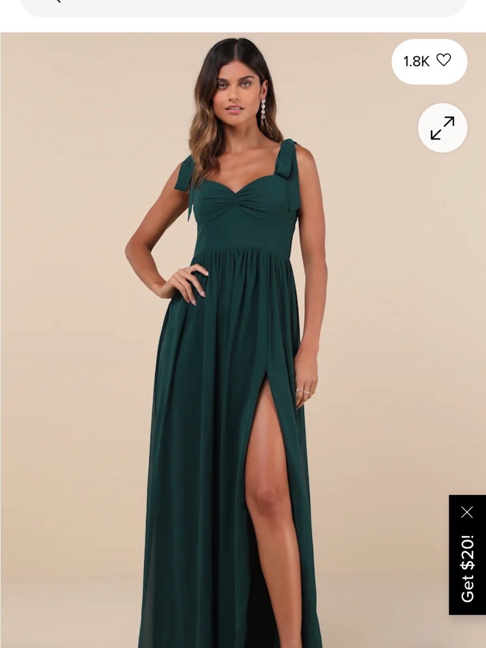 Lulu's Forest Green Tie-Strap Maxi Dress with High Slit